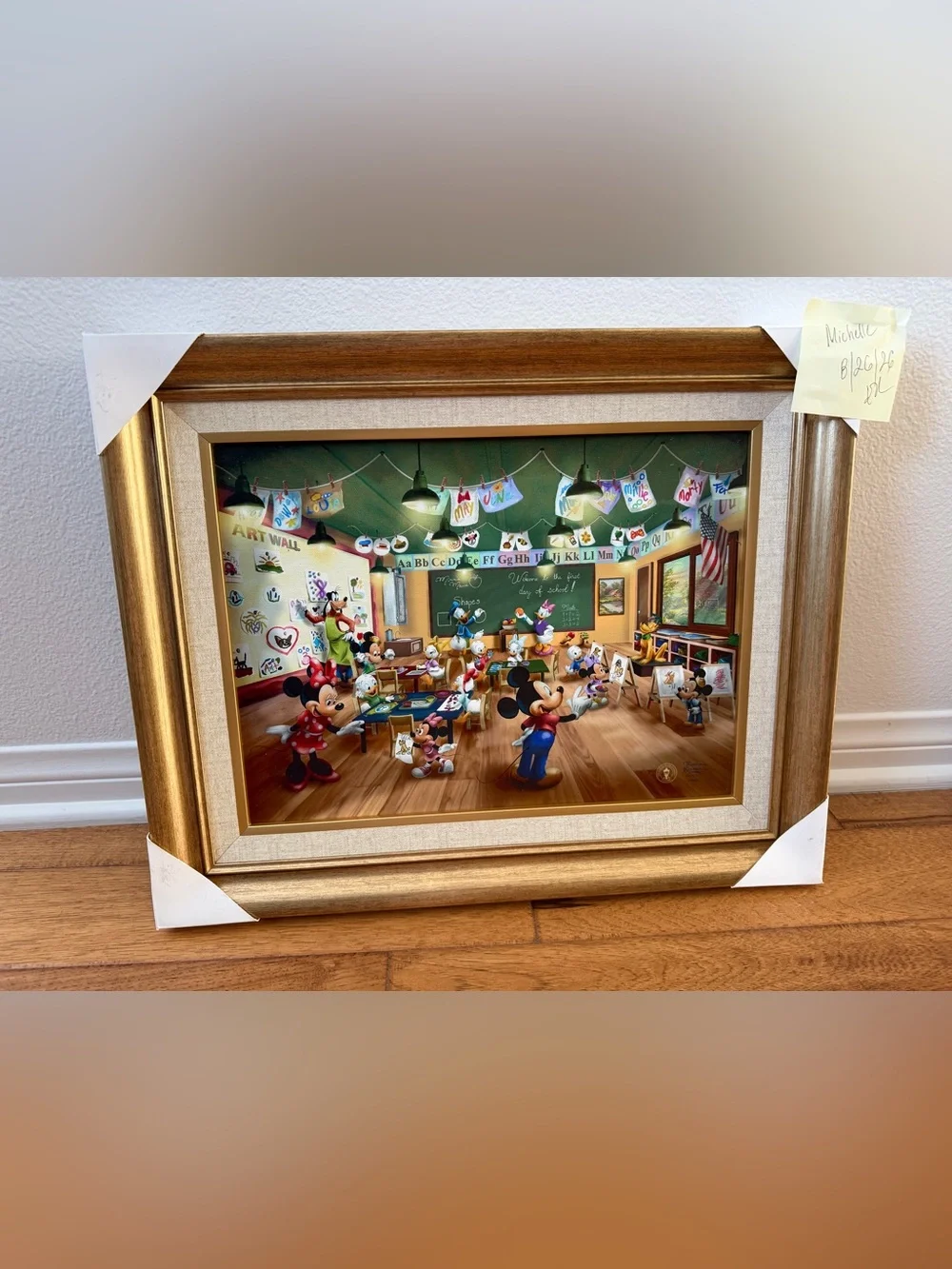Thomas Kinkade Disney Mickey and Minnie Schoolhouse framed canvas wall art